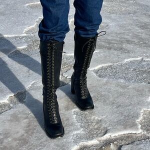 Jeffrey Campbell Black Lace-Up Boots